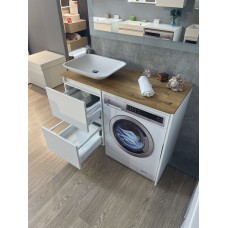 ТУМБА FANCY MARBLE ALI С УМЫВАЛЬНИКОМ НА СТОЛЕШНИЦЕ 100х50 СМ, БЕЛАЯ
