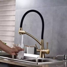 ЗМІШУВАЧ ДЛЯ КУХНІ MIXXUS PREMIUM SENNA 021 BRUSHED GOLD REFL.BLACK 